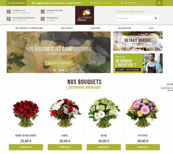 Franchise Carrèrement Fleurs : site internet