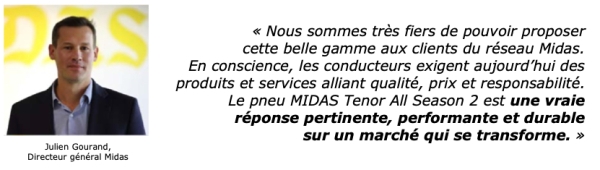 Franchise Midas lance son nouveau pneu : TENOR ALL SEASON 2