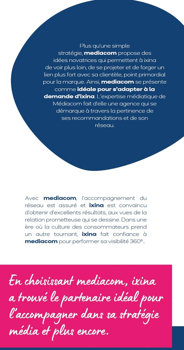 Franchise ixina choisit mediacom, pour élaborer et optimiser sa stratégie médias