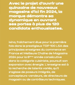 Franchise ixina recrute 120 talents en France d'ici fin 2024