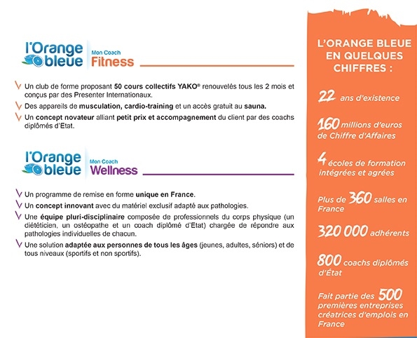 Franchise  L'Orange Bleue Mon Coach Fitness : leader du fitness en France, annonce sa présence au salon de la franchise