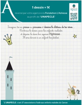 Franchise L’ADRESSE : en février, la fondation L’ADRESSE renouvelle l’opération 1 dessin = 1 soutien au profit de l’unapecle 