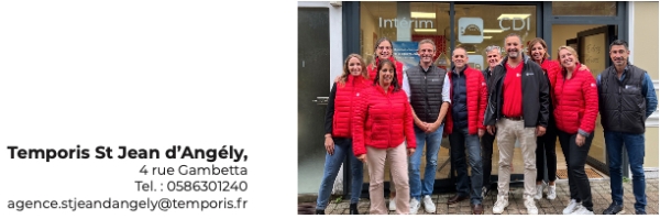 Franchise Agence Temporis renforce sa présence avec l’ouverture d’une agence à St Jean d’Angély !