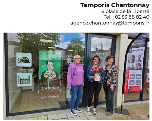 Franchise Agence Temporis Chantonnay : une agence au tempo de Temporis !