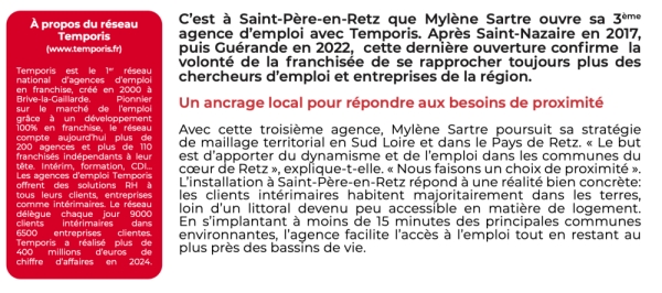 Franchise Temporis poursuit son maillage en ouest Loire-Atlantique avec une 3ème agence à Saint-Père-en-Retz !