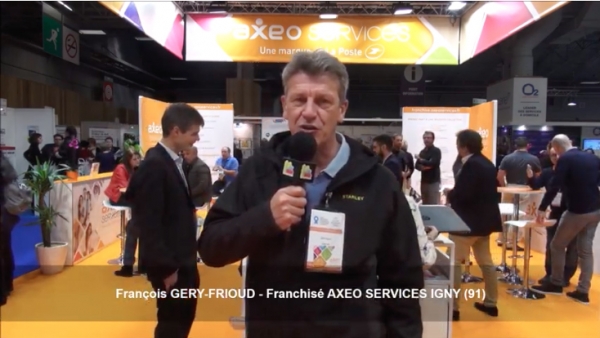 Interview de la franchise AXEO SERVICES au Salon des Services à la Personne 2018 à Paris Porte de Versailles