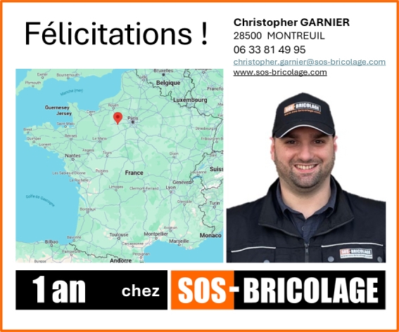 Témoignage de Christophe Garnier, intervenant franchisé SOS BRICOLAGE de Montreuil 28500