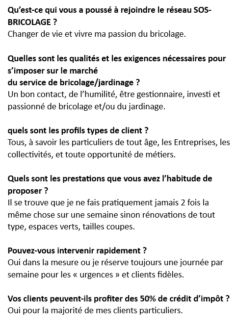 Témoignage de Jean-Marie Anjolras, intervenant franchisé SOS BRICOLAGE Saint-Blaise-du-Buis