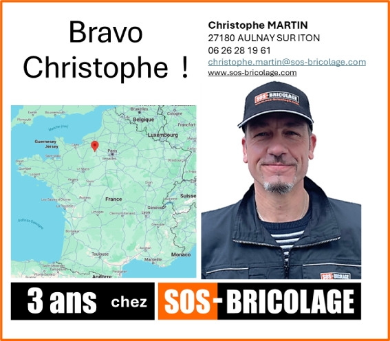 Témoignage de Christophe Martin qui fête ses 3 ans au sein de la franchise SOS BRICOLAGE! 