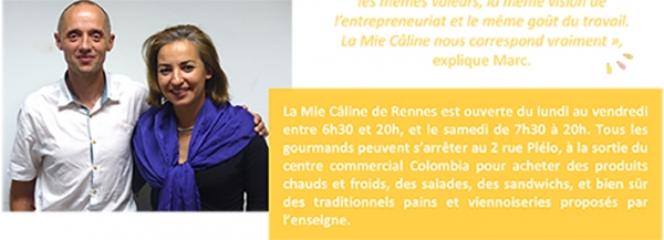 Franchise La Mie Câline qui accueille deux nouveaux franchisés à Rennes !