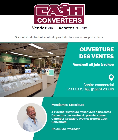Franchise Cash Converters : J-2 avant l'ouverture du Corner Carrefour Occasion