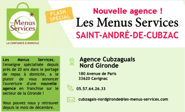 Franchise Les Menus Services : ouverture de Saint-André-de-Cubzac !