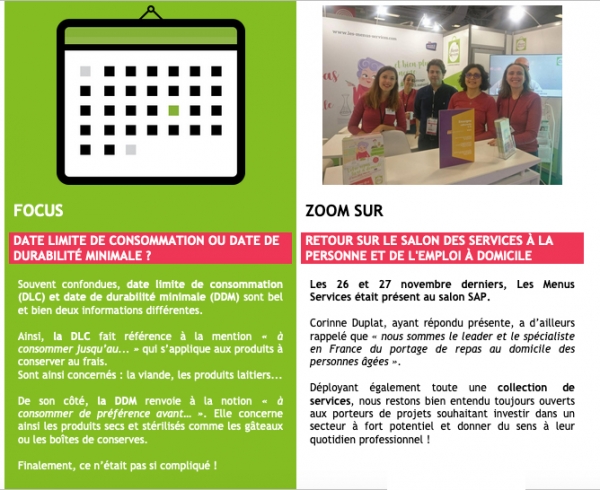 Franchise Les Menus Services : la news' partenaires - décembre 2019