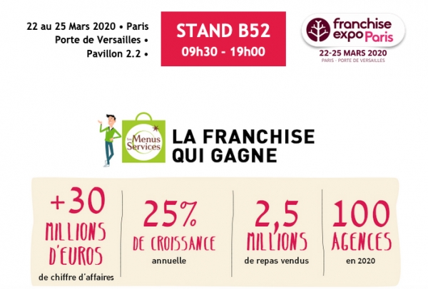 Franchise Les Menus Services : salon Franchise Expo Paris du 22-25 Mars 2020