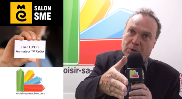 Julien Lepers au micro de Choisir Sa Franchise - Salon SME 2023 Julien Lepers au micro de Choisir Sa Franchise - Salon SME 2023