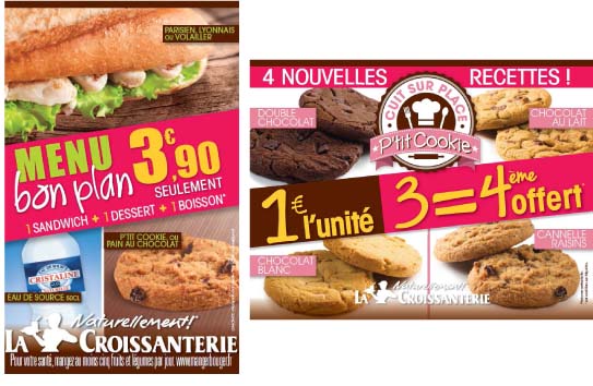 Franchise La Croissanterie - BON PLAN à moins de 4€ et de ptits cookies à 1€ pièce ! 