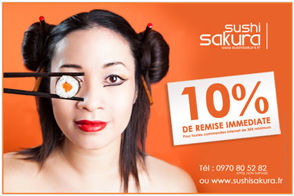 Des remises chez Sushi Sakura pour votre commande INTERNET