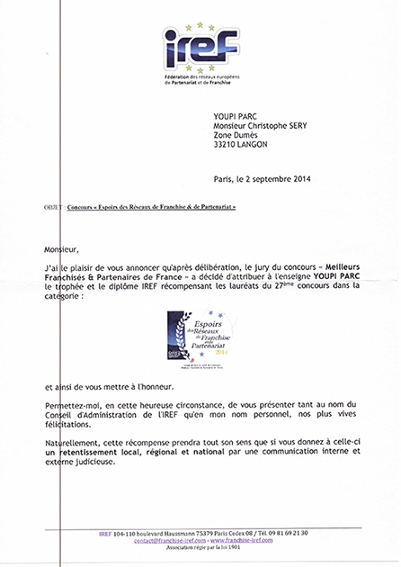 Franchise Youpi Parc - IREF