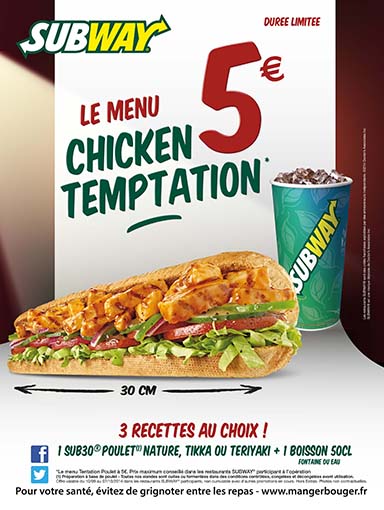 Franchise SUBWAY®- menu CHICKEN TEMPTATION